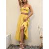 imageANRABESS Womens Summer Boho Flowy Swing Tiered ALine Maxi Skirt 2025 Fashion Trendy Elastic Waist Pleated Long Beach DressYellow