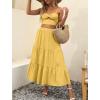 imageANRABESS Womens Summer Boho Flowy Swing Tiered ALine Maxi Skirt 2025 Fashion Trendy Elastic Waist Pleated Long Beach DressYellow