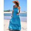 imageANRABESS Womens Summer Casual Long Maxi Beach Vacation Dresses Sleeveless Square Neck Flowy Tiered Sun Dress with PocketsBlue