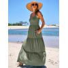 imageANRABESS Womens Summer Casual Long Maxi Beach Vacation Dresses Sleeveless Square Neck Flowy Tiered Sun Dress with PocketsOlive