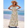imageANRABESS Womens Summer Casual Long Maxi Beach Vacation Dresses Sleeveless Square Neck Flowy Tiered Sun Dress with PocketsOrange Green Floral