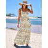 imageANRABESS Womens Summer Casual Long Maxi Beach Vacation Dresses Sleeveless Square Neck Flowy Tiered Sun Dress with PocketsOrange Green Floral