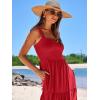 imageANRABESS Womens Summer Casual Long Maxi Beach Vacation Dresses Sleeveless Square Neck Flowy Tiered Sun Dress with PocketsRed