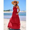 imageANRABESS Womens Summer Casual Long Maxi Beach Vacation Dresses Sleeveless Square Neck Flowy Tiered Sun Dress with PocketsRed