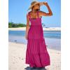 imageANRABESS Womens Summer Casual Long Maxi Beach Vacation Dresses Sleeveless Square Neck Flowy Tiered Sun Dress with PocketsRose Pink