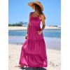 imageANRABESS Womens Summer Casual Long Maxi Beach Vacation Dresses Sleeveless Square Neck Flowy Tiered Sun Dress with PocketsRose Pink