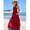imageANRABESS Womens Summer Casual Long Maxi Beach Vacation Dresses Sleeveless Square Neck Flowy Tiered Sun Dress with PocketsWine Red