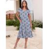 imageANRABESS Womens Summer Casual Short Sleeve V Neck Midi Dresses 2025 Spring Flowy Aline Tiered T Shirts Boho Beach DressBlue Khaki Floral