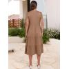 imageANRABESS Womens Summer Casual Short Sleeve V Neck Midi Dresses 2025 Spring Flowy Aline Tiered T Shirts Boho Beach DressBrown Beige