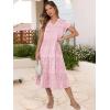 imageANRABESS Womens Summer Casual Short Sleeve V Neck Midi Dresses 2025 Spring Flowy Aline Tiered T Shirts Boho Beach DressFloral Pink