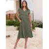 imageANRABESS Womens Summer Casual Short Sleeve V Neck Midi Dresses 2025 Spring Flowy Aline Tiered T Shirts Boho Beach DressOlive Green