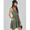 imageANRABESS Womens Summer Casual Tank Dress Sleeveless V Neck T Shirt Sundress Flowy Tiered Swing Mini Beach Vacation DressesOlive