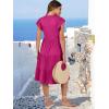 imageANRABESS Womens Summer Dress Ruffle Sleeve V Neck Midi Dresses Fashion Casual Fit Flowy Tiered Boho Beach Vacation SundressHot Pink