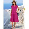 imageANRABESS Womens Summer Dress Ruffle Sleeve V Neck Midi Dresses Fashion Casual Fit Flowy Tiered Boho Beach Vacation SundressHot Pink