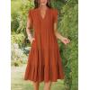 imageANRABESS Womens Summer Dress Ruffle Sleeve V Neck Midi Dresses Fashion Casual Fit Flowy Tiered Boho Beach Vacation SundressRust