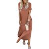 imageANRABESS Womens Summer Maxi Dress Short Sleeve Casual Loose Long T Shirt Dresses Split Vacation Beach Sundress Travel OutfitsBrown
