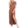 imageANRABESS Womens Summer Maxi Dress Short Sleeve Casual Loose Long T Shirt Dresses Split Vacation Beach Sundress Travel OutfitsBrown