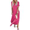 imageANRABESS Womens Summer Maxi Dress Short Sleeve Casual Loose Long T Shirt Dresses Split Vacation Beach Sundress Travel OutfitsPink