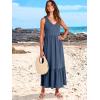 imageANRABESS Womens Summer Maxi Dresses Fit ampamp Flare Flowy V Neck Sleeveless Swing Casual Tiered Beach Sundress with PocketsBlue