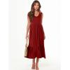 imageANRABESS Womens Summer Maxi Dresses Fit ampamp Flare Flowy V Neck Sleeveless Swing Casual Tiered Beach Sundress with PocketsBurgundy