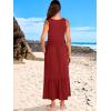 imageANRABESS Womens Summer Maxi Dresses Fit ampamp Flare Flowy V Neck Sleeveless Swing Casual Tiered Beach Sundress with PocketsBurgundy