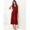 imageANRABESS Womens Summer Maxi Dresses Fit ampamp Flare Flowy V Neck Sleeveless Swing Casual Tiered Beach Sundress with PocketsBurgundy