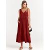 imageANRABESS Womens Summer Maxi Dresses Fit ampamp Flare Flowy V Neck Sleeveless Swing Casual Tiered Beach Sundress with PocketsBurgundy