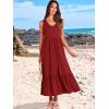 imageANRABESS Womens Summer Maxi Dresses Fit ampamp Flare Flowy V Neck Sleeveless Swing Casual Tiered Beach Sundress with PocketsBurgundy