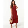 imageANRABESS Womens Summer Maxi Dresses Fit ampamp Flare Flowy V Neck Sleeveless Swing Casual Tiered Beach Sundress with PocketsBurgundy
