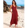 imageANRABESS Womens Summer Maxi Dresses Fit ampamp Flare Flowy V Neck Sleeveless Swing Casual Tiered Beach Sundress with PocketsBurgundy
