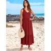 imageANRABESS Womens Summer Maxi Dresses Fit ampamp Flare Flowy V Neck Sleeveless Swing Casual Tiered Beach Sundress with PocketsBurgundy