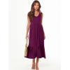 imageANRABESS Womens Summer Maxi Dresses Fit ampamp Flare Flowy V Neck Sleeveless Swing Casual Tiered Beach Sundress with PocketsDark Purple