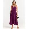 imageANRABESS Womens Summer Maxi Dresses Fit ampamp Flare Flowy V Neck Sleeveless Swing Casual Tiered Beach Sundress with PocketsDark Purple