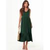 imageANRABESS Womens Summer Maxi Dresses Fit ampamp Flare Flowy V Neck Sleeveless Swing Casual Tiered Beach Sundress with PocketsDeep Green