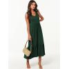 imageANRABESS Womens Summer Maxi Dresses Fit ampamp Flare Flowy V Neck Sleeveless Swing Casual Tiered Beach Sundress with PocketsDeep Green