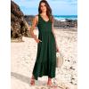 imageANRABESS Womens Summer Maxi Dresses Fit ampamp Flare Flowy V Neck Sleeveless Swing Casual Tiered Beach Sundress with PocketsDeep Green