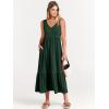 imageANRABESS Womens Summer Maxi Dresses Fit ampamp Flare Flowy V Neck Sleeveless Swing Casual Tiered Beach Sundress with PocketsDeep Green
