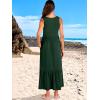 imageANRABESS Womens Summer Maxi Dresses Fit ampamp Flare Flowy V Neck Sleeveless Swing Casual Tiered Beach Sundress with PocketsDeep Green
