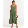 imageANRABESS Womens Summer Maxi Dresses Fit ampamp Flare Flowy V Neck Sleeveless Swing Casual Tiered Beach Sundress with PocketsGreen