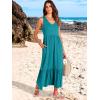 imageANRABESS Womens Summer Maxi Dresses Fit ampamp Flare Flowy V Neck Sleeveless Swing Casual Tiered Beach Sundress with PocketsLake