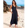 imageANRABESS Womens Summer Maxi Dresses Fit ampamp Flare Flowy V Neck Sleeveless Swing Casual Tiered Beach Sundress with PocketsNavy Blue