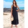 imageANRABESS Womens Summer Maxi Dresses Fit ampamp Flare Flowy V Neck Sleeveless Swing Casual Tiered Beach Sundress with PocketsNavy Blue