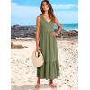 imageANRABESS Womens Summer Maxi Dresses Fit ampamp Flare Flowy V Neck Sleeveless Swing Casual Tiered Beach Sundress with PocketsOlive