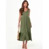 imageANRABESS Womens Summer Maxi Dresses Fit ampamp Flare Flowy V Neck Sleeveless Swing Casual Tiered Beach Sundress with PocketsOlive