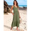 imageANRABESS Womens Summer Maxi Dresses Fit ampamp Flare Flowy V Neck Sleeveless Swing Casual Tiered Beach Sundress with PocketsOlive