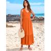 imageANRABESS Womens Summer Maxi Dresses Fit ampamp Flare Flowy V Neck Sleeveless Swing Casual Tiered Beach Sundress with PocketsOrange