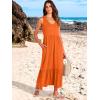 imageANRABESS Womens Summer Maxi Dresses Fit ampamp Flare Flowy V Neck Sleeveless Swing Casual Tiered Beach Sundress with PocketsOrange