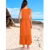 imageANRABESS Womens Summer Maxi Dresses Fit ampamp Flare Flowy V Neck Sleeveless Swing Casual Tiered Beach Sundress with PocketsOrange