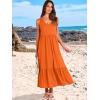 imageANRABESS Womens Summer Maxi Dresses Fit ampamp Flare Flowy V Neck Sleeveless Swing Casual Tiered Beach Sundress with PocketsOrange