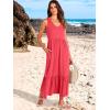 imageANRABESS Womens Summer Maxi Dresses Fit ampamp Flare Flowy V Neck Sleeveless Swing Casual Tiered Beach Sundress with PocketsPeach